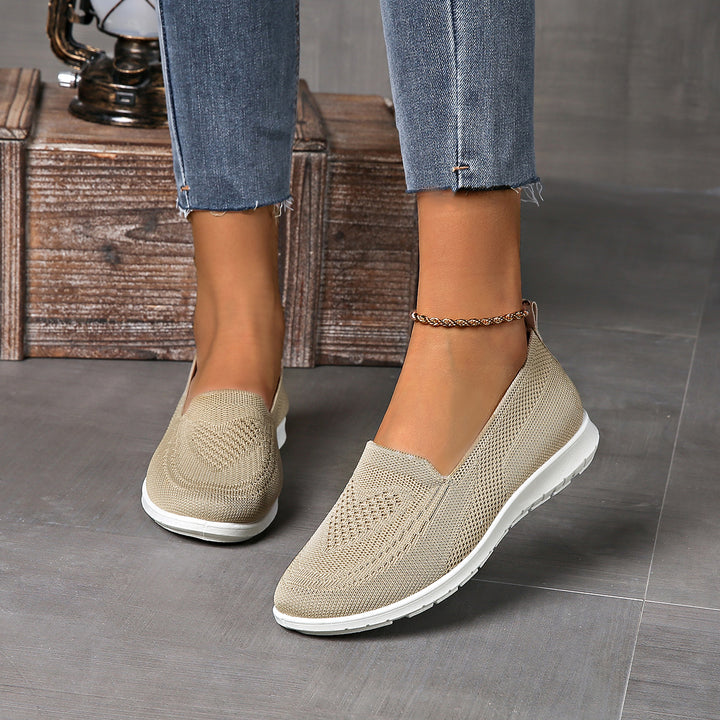 Loafer Damen mit Strick-Obermaterial und weißer Sohle