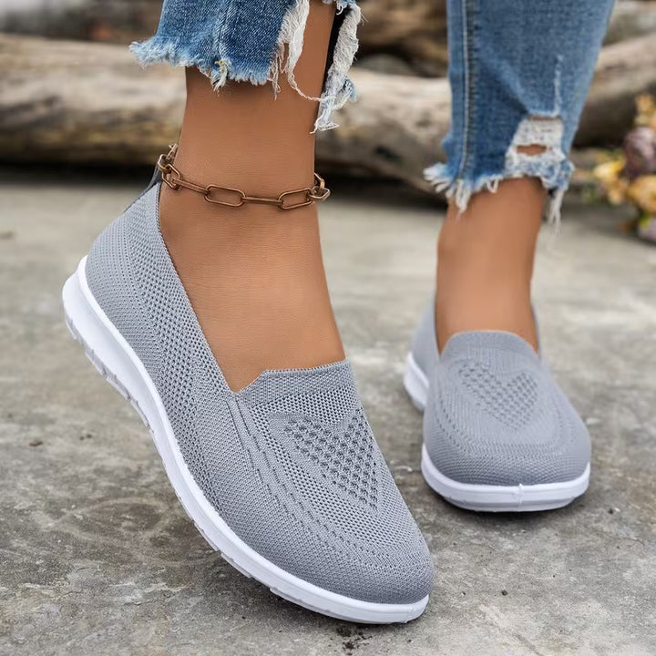Loafer Damen mit Strick-Obermaterial und weißer Sohle