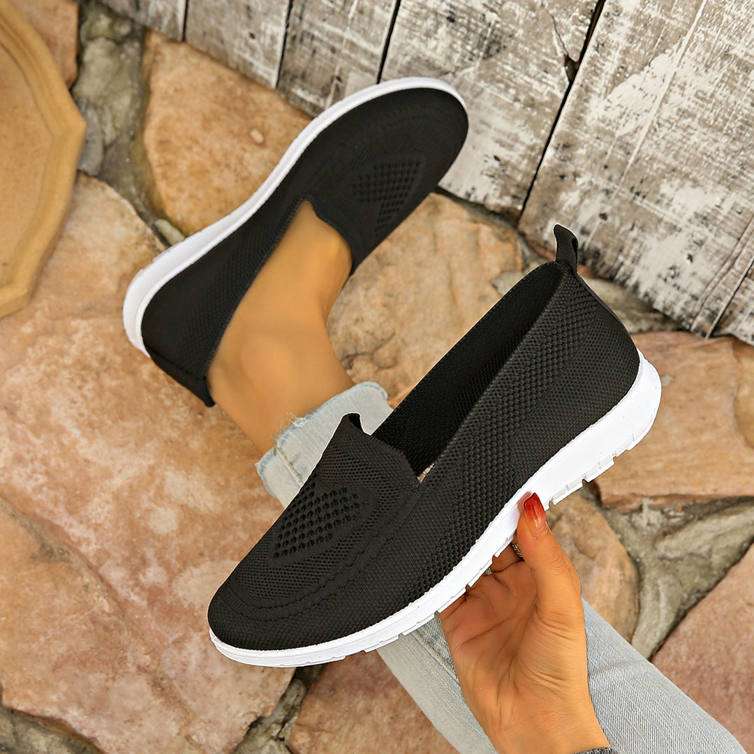 Loafer Damen mit Strick-Obermaterial und weißer Sohle