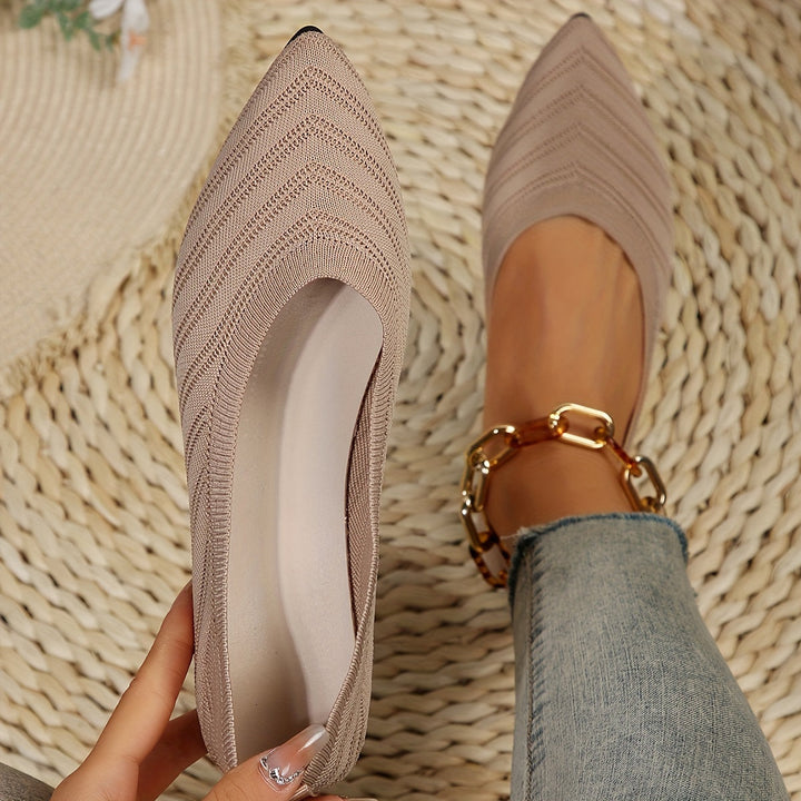 Loafer Damen mit Strickobermaterial und spitzer Zehenpartie