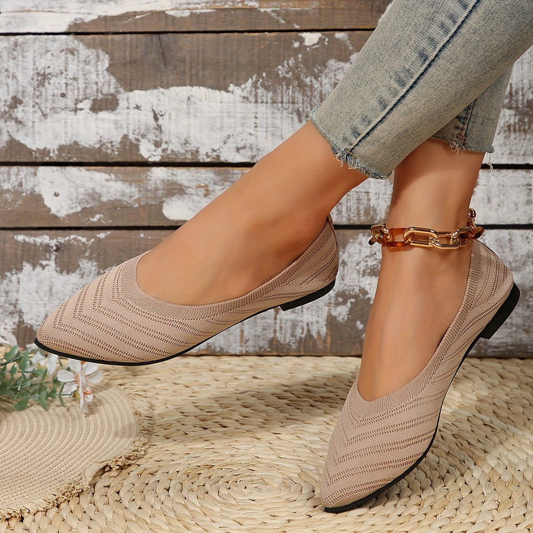 Loafer Damen mit Strickobermaterial und spitzer Zehenpartie