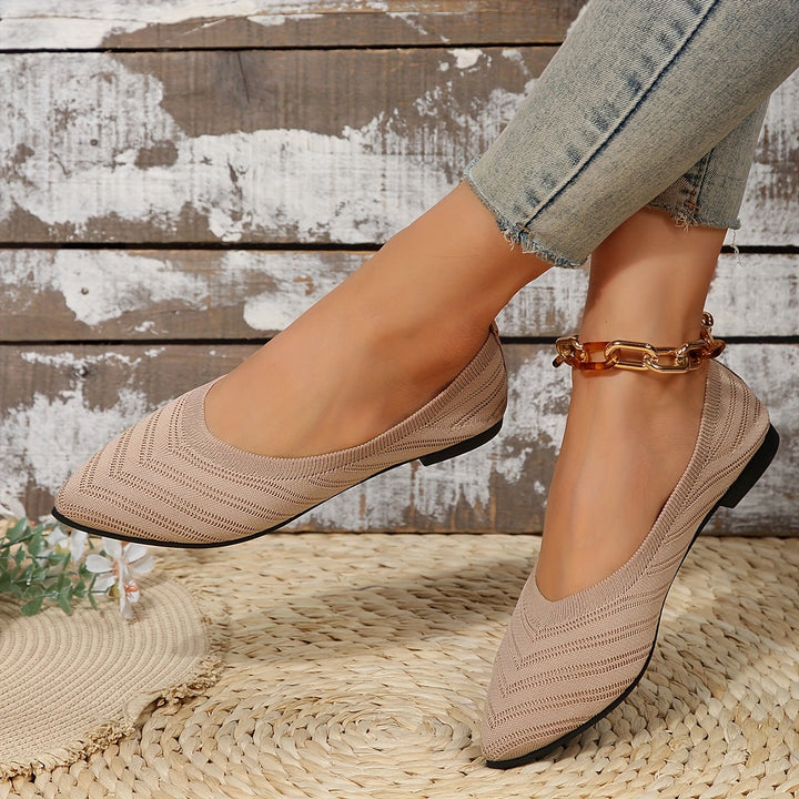 Loafer Damen mit Strickobermaterial und spitzer Zehenpartie
