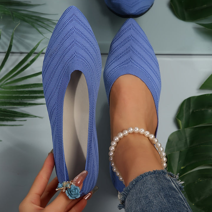 Loafer Damen mit Strickobermaterial und spitzer Zehenpartie