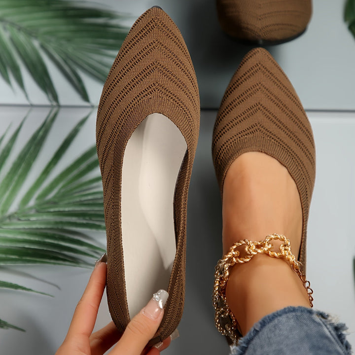 Loafer Damen mit Strickobermaterial und spitzer Zehenpartie