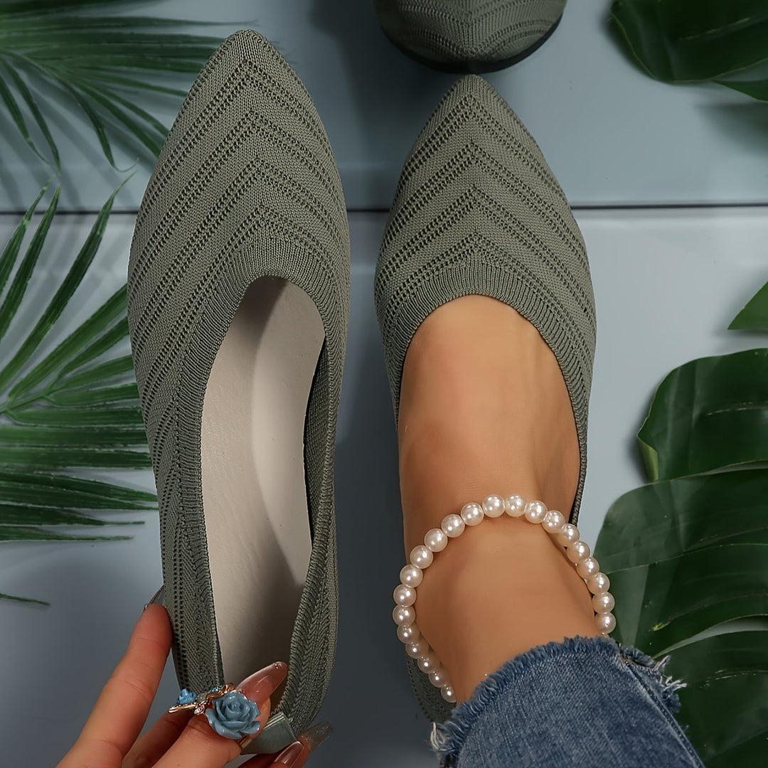 Loafer Damen mit Strickobermaterial und spitzer Zehenpartie