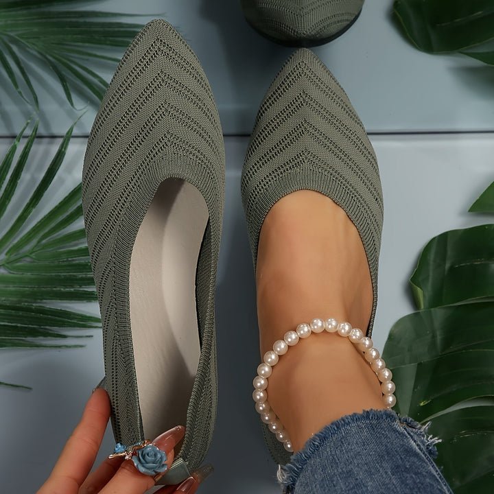Loafer Damen mit Strickobermaterial und spitzer Zehenpartie