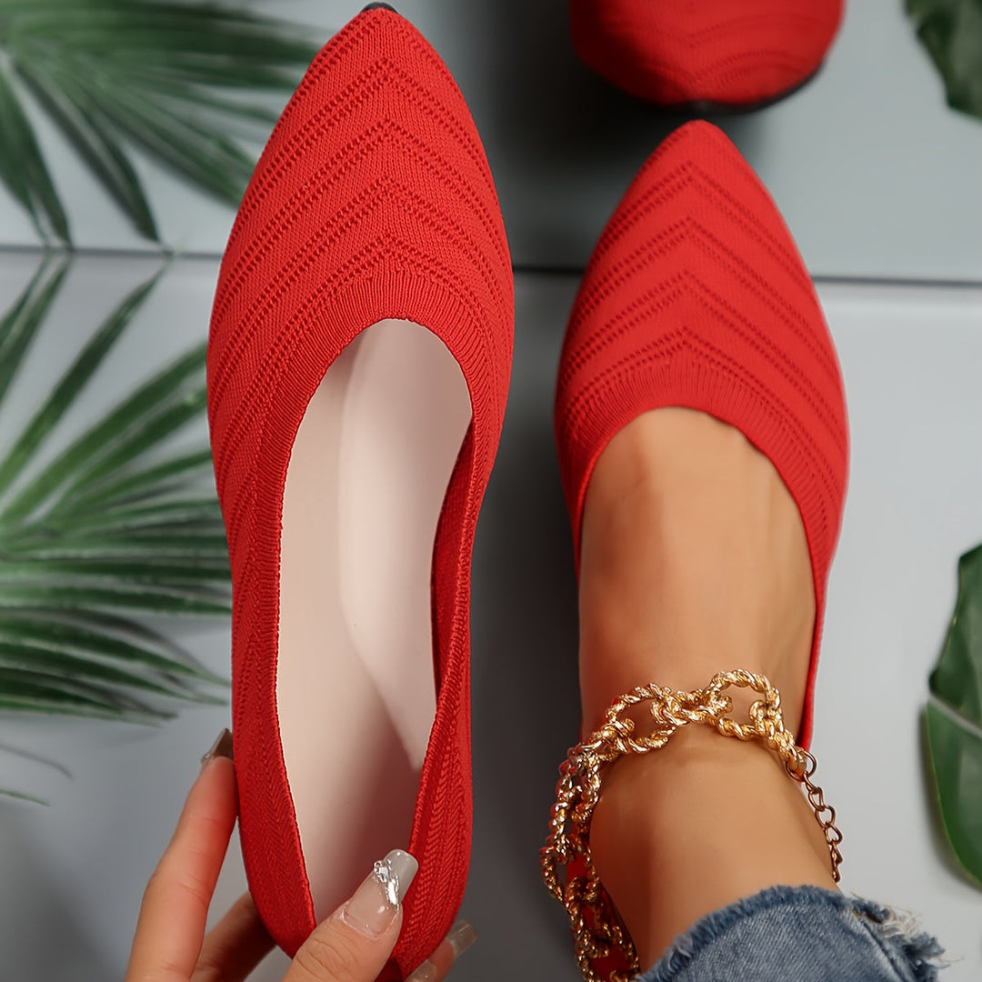 Loafer Damen mit Strickobermaterial und spitzer Zehenpartie
