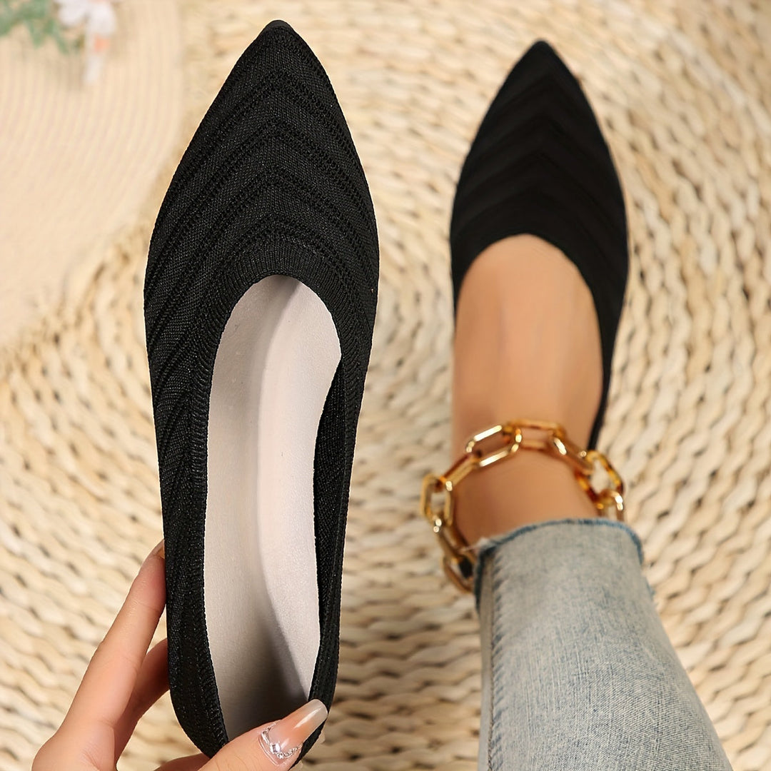 Loafer Damen mit Strickobermaterial und spitzer Zehenpartie