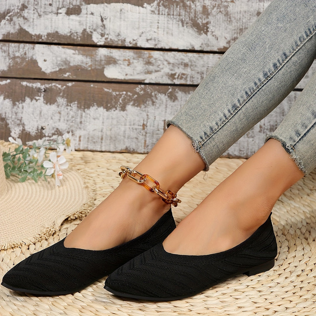 Loafer Damen mit Strickobermaterial und spitzer Zehenpartie