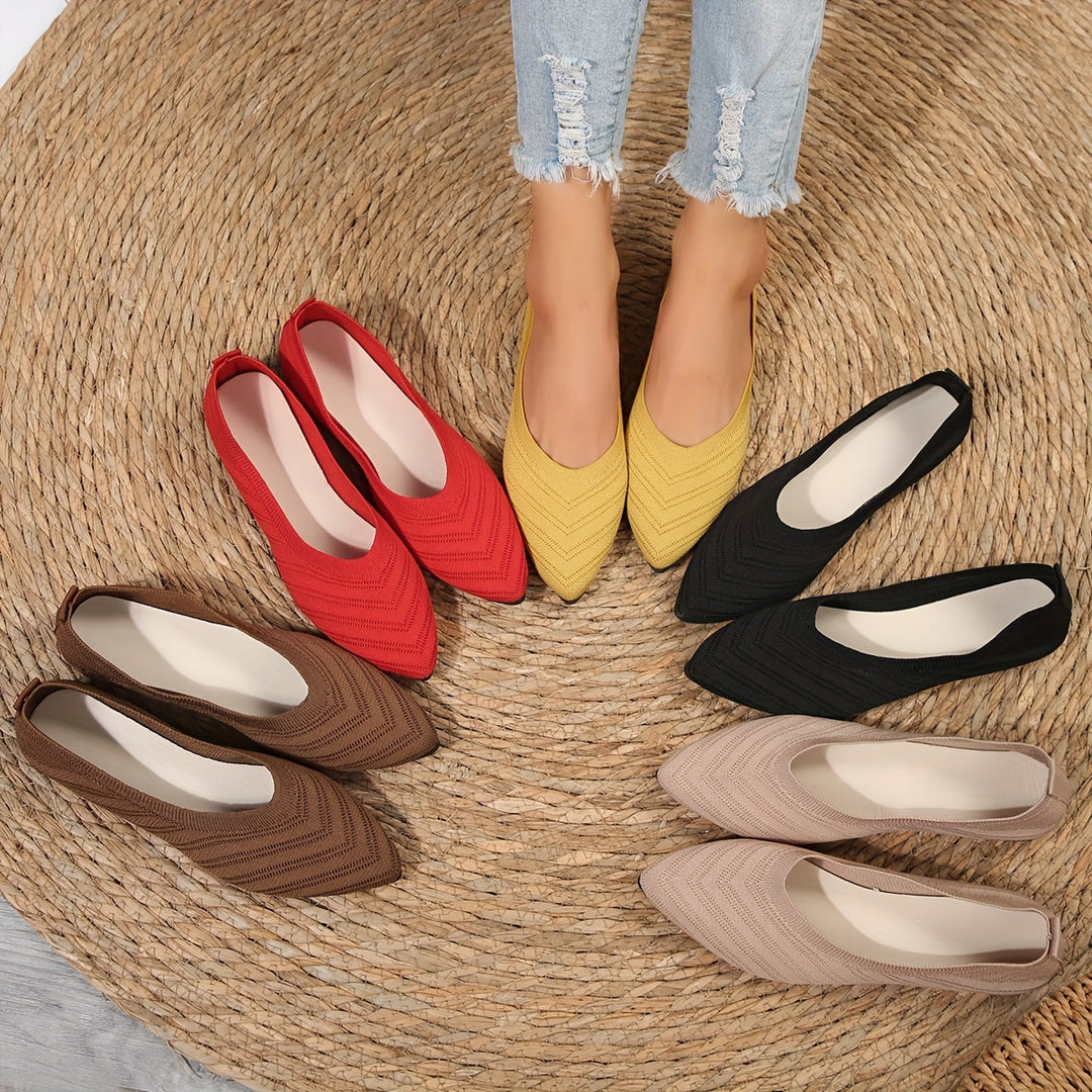 Loafer Damen mit Strickobermaterial und spitzer Zehenpartie