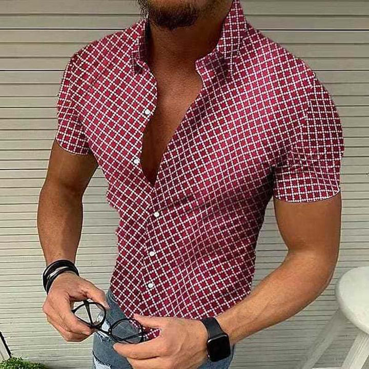 Loro | Herren Slim Fit Karo-Kurzarmhemd