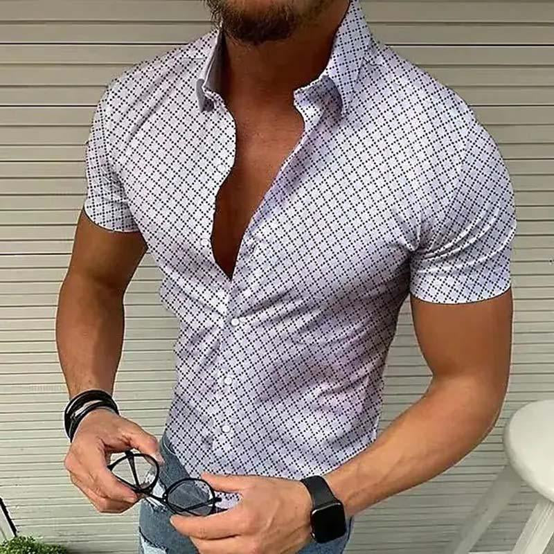 Loro | Herren Slim Fit Karo-Kurzarmhemd