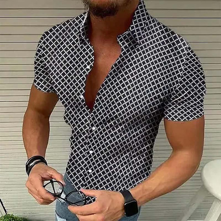 Loro | Herren Slim Fit Karo-Kurzarmhemd