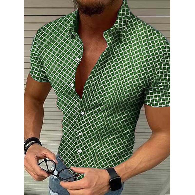 Loro | Herren Slim Fit Karo-Kurzarmhemd
