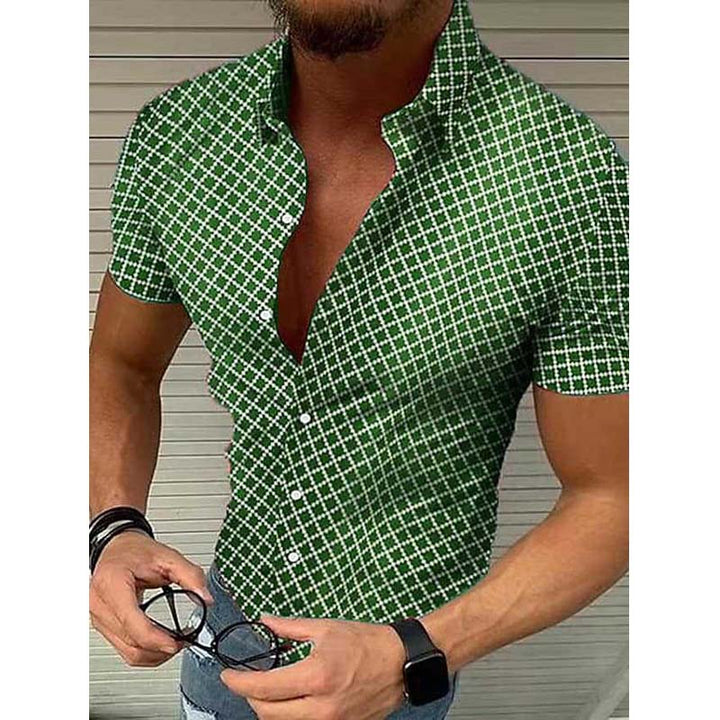 Loro | Herren Slim Fit Karo-Kurzarmhemd