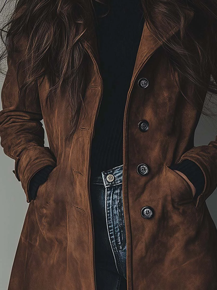 Lotta Damen Trenchcoat im Vintage-Stil mit taillierter Silhouette