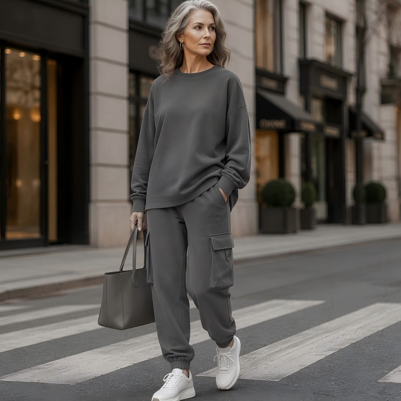 Lotta Damen Zweiteiler mit Rundhals-Shirt und Cargohose
