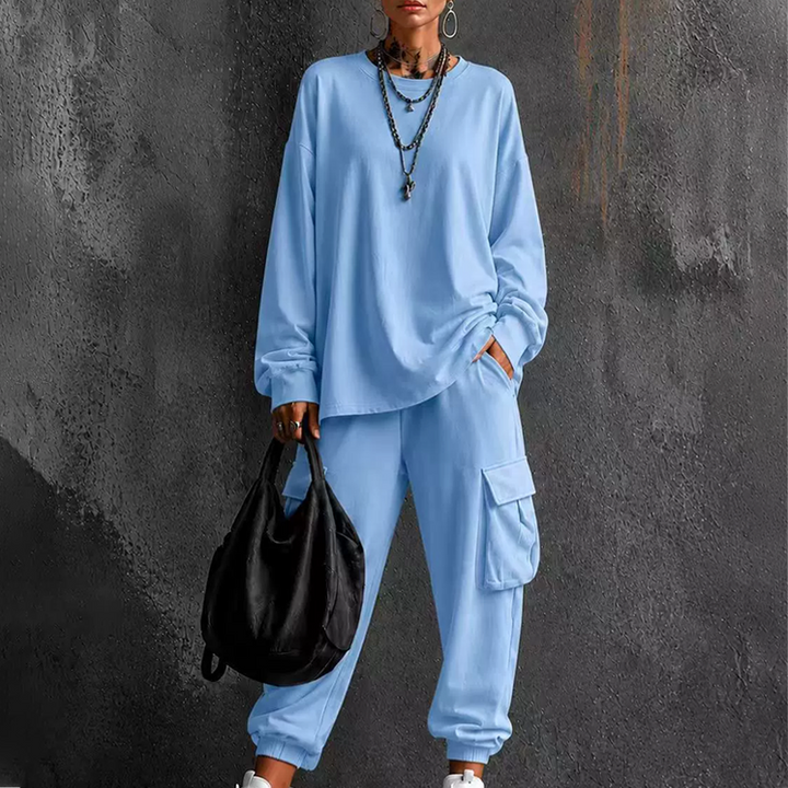 Lotta Damen Zweiteiler mit Rundhals-Shirt und Cargohose