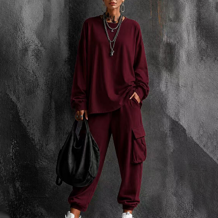 Lotta Damen Zweiteiler mit Rundhals-Shirt und Cargohose