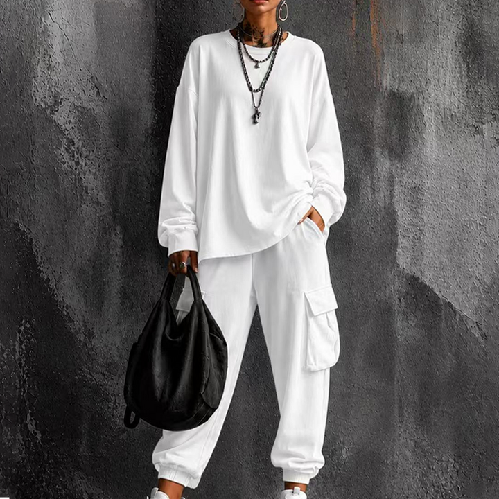 Lotta Damen Zweiteiler mit Rundhals-Shirt und Cargohose