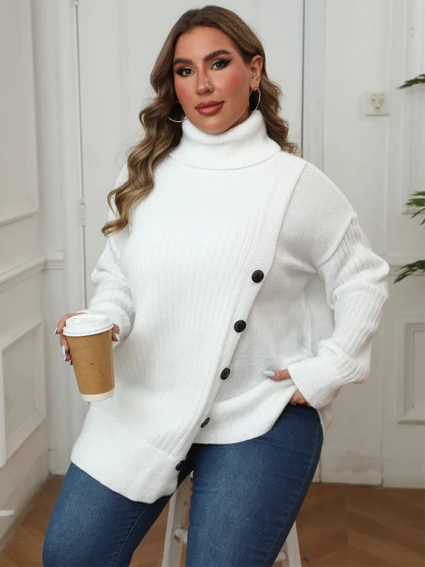 Lotte | Damen Strickpullover mit Rollkragen und überschnittenen Schultern