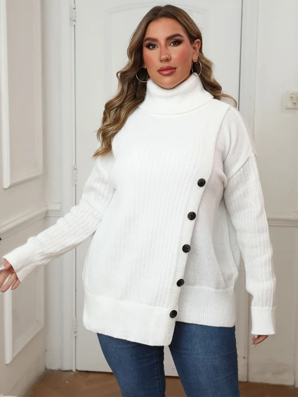 Lotte | Damen Strickpullover mit Rollkragen und überschnittenen Schultern