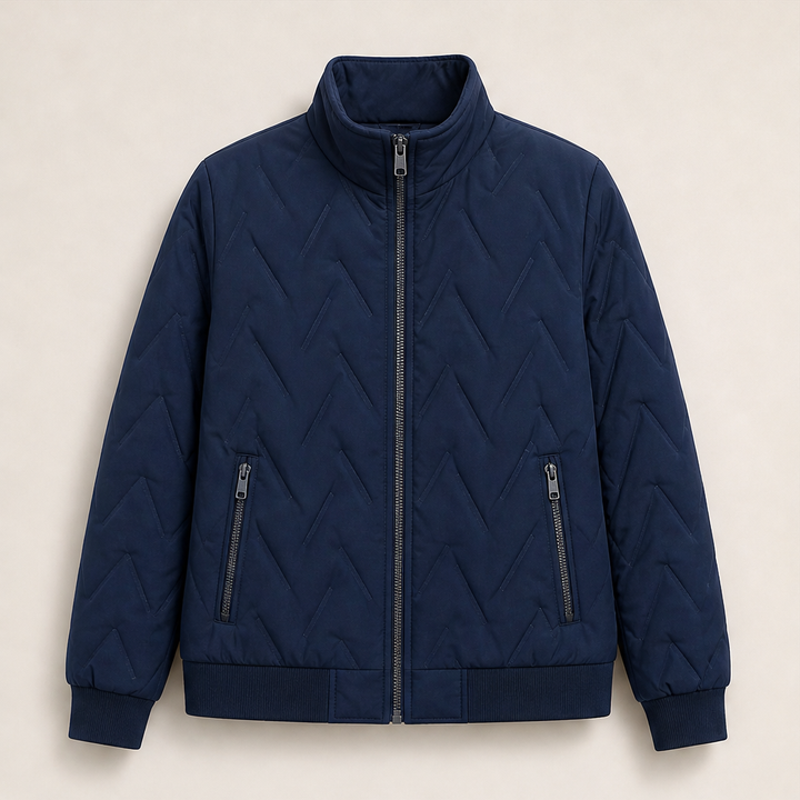 Lovisa Damen Steppjacke mit Stehkragen, Reißverschluss und Zip-Taschen – Marineblau