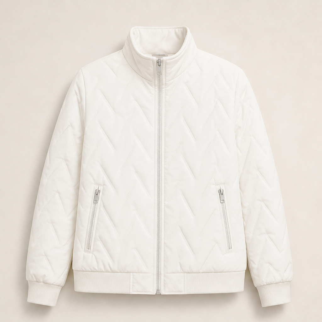 Lovisa Damen Steppjacke mit Stehkragen, Reißverschluss und Zip-Taschen – Weiß