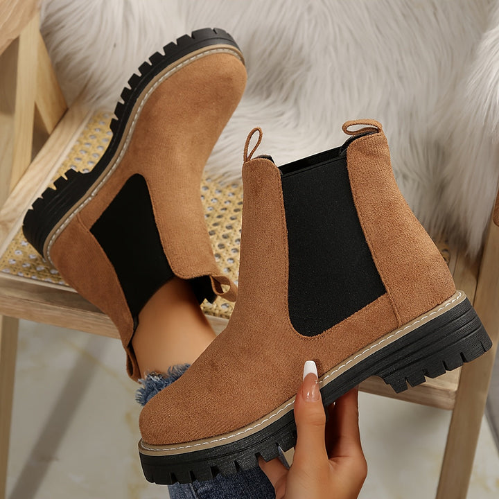 Damen Chelsea-Boots mit elastischen Seiteneinsätzen – Cognac