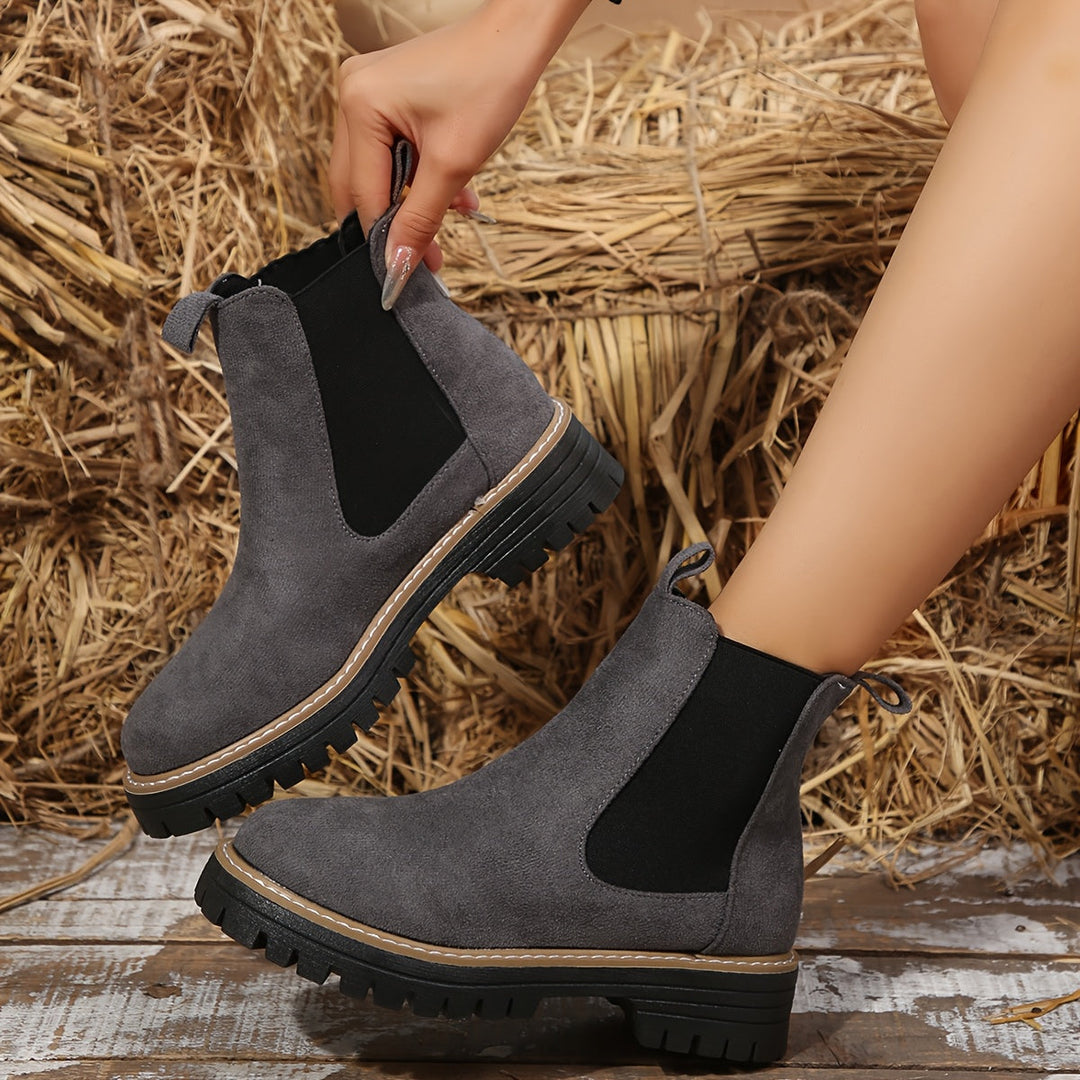 Damen Chelsea-Boots mit elastischen Seiteneinsätzen – Grau