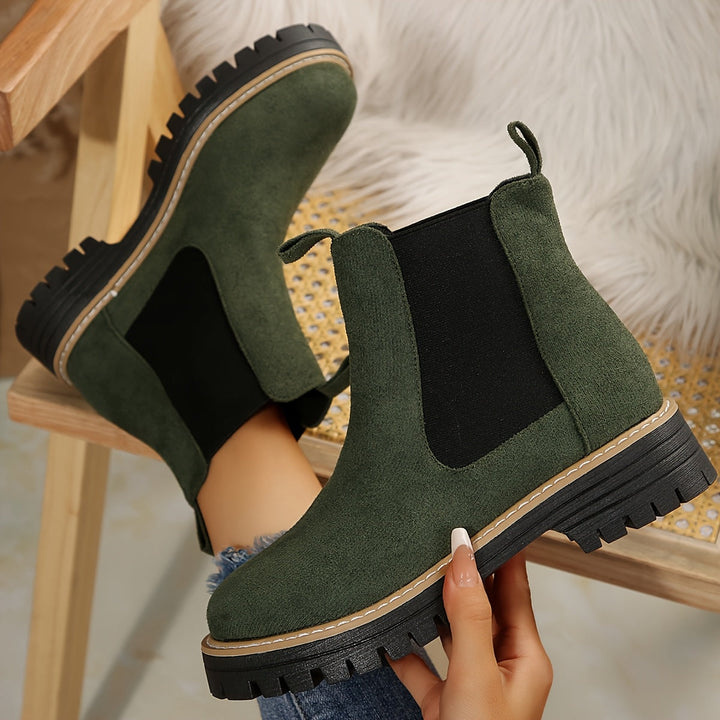 Damen Chelsea-Boots mit elastischen Seiteneinsätzen – Olivgrün