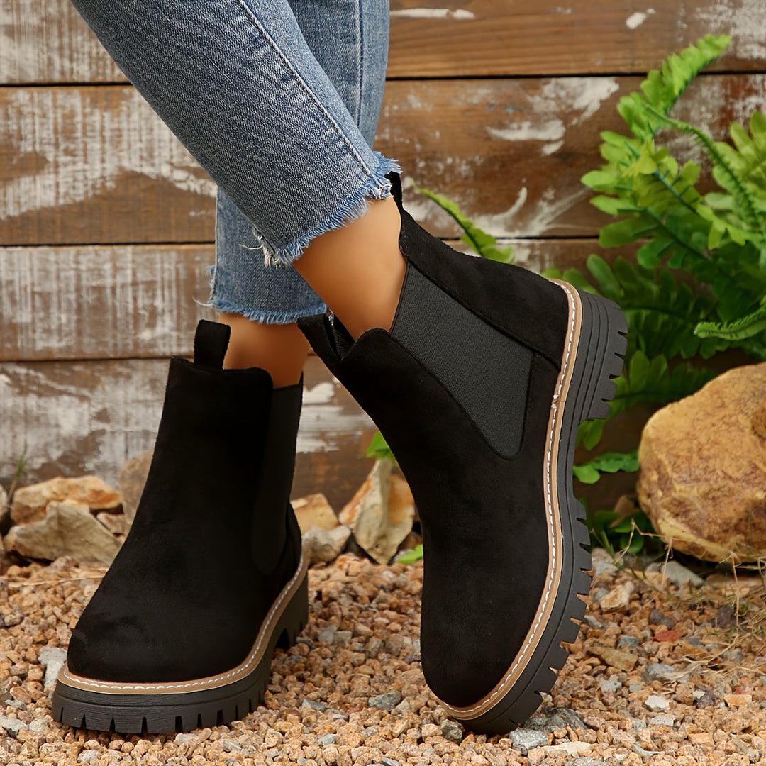 Damen Chelsea-Boots mit elastischen Seiteneinsätzen – Schwarz