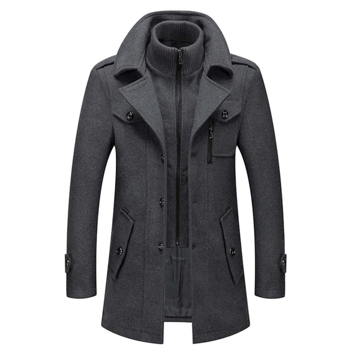 Lukas | Herren Slim-Fit Wollmantel mit Strickkragen