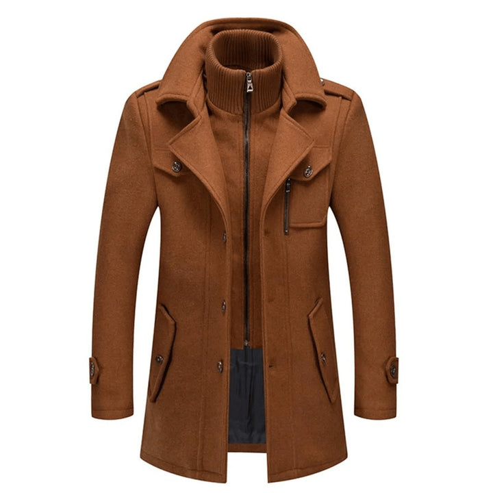 Lukas | Herren Slim-Fit Wollmantel mit Strickkragen