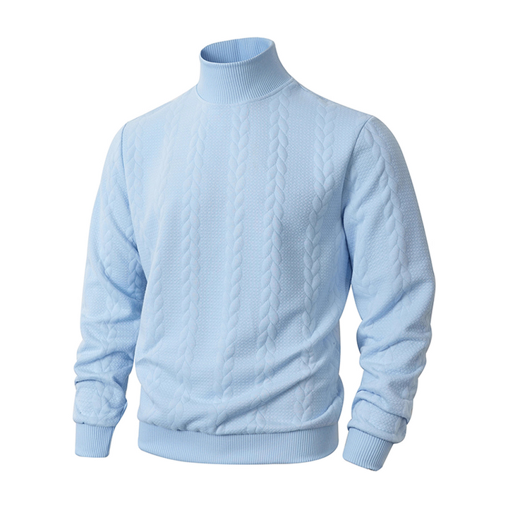 Lukas Herren Strickpullover mit Stehkragen, Strukturmuster und schmaler Passform – Blau