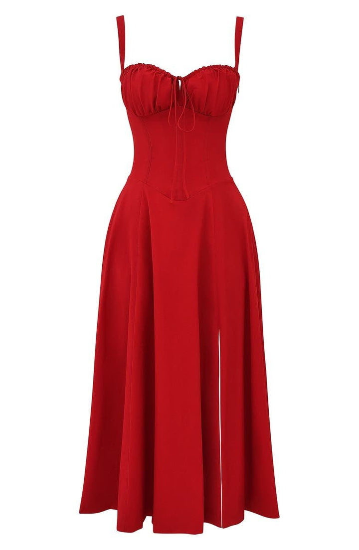 Lydia | Damen Korsett Midikleid mit fließendem Rock