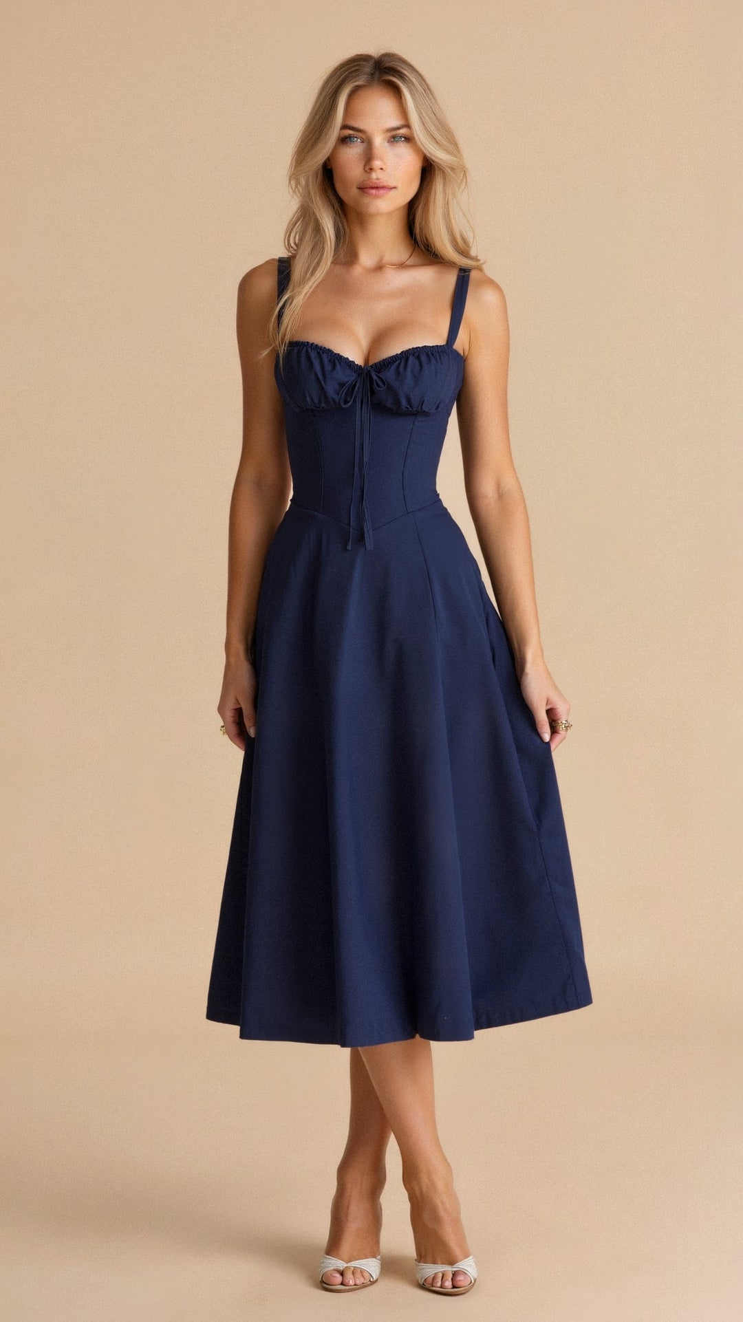 Lydia | Damen Korsett Midikleid mit fließendem Rock