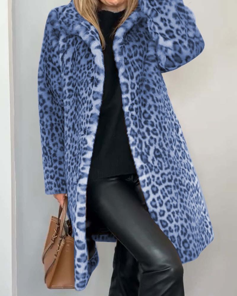 Lysandra | Langmantel mit Leopardenmuster