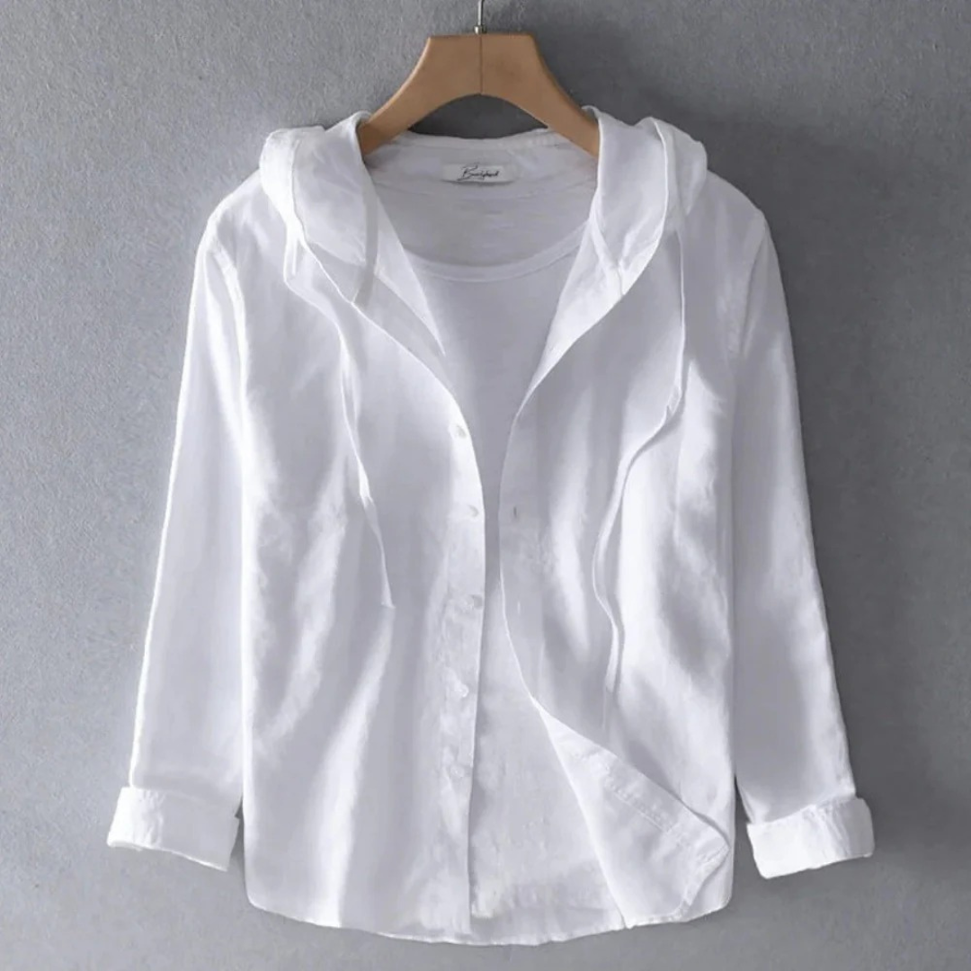 Malia | Lockere Leinenbluse mit Kapuze