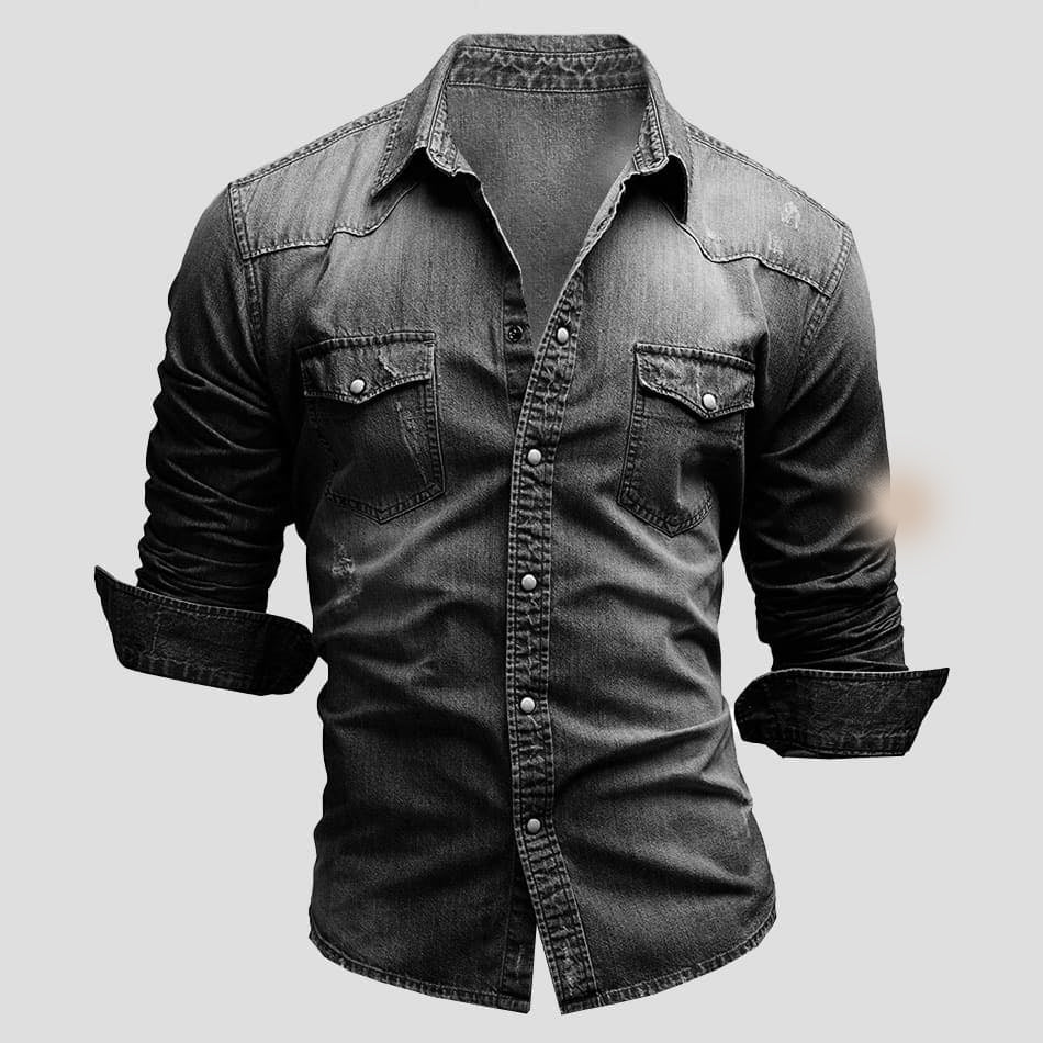 Malte | Herren Denim Hemd mit Druckknöpfen