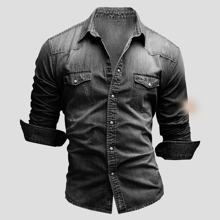 Malte | Herren Denim Hemd mit Druckknöpfen