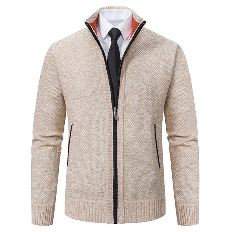 Malte | Herren Thermo Strickjacke mit Stehkragen