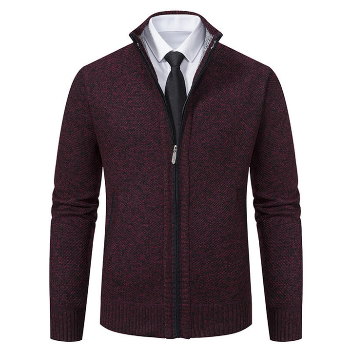 Malte | Herren Thermo Strickjacke mit Stehkragen