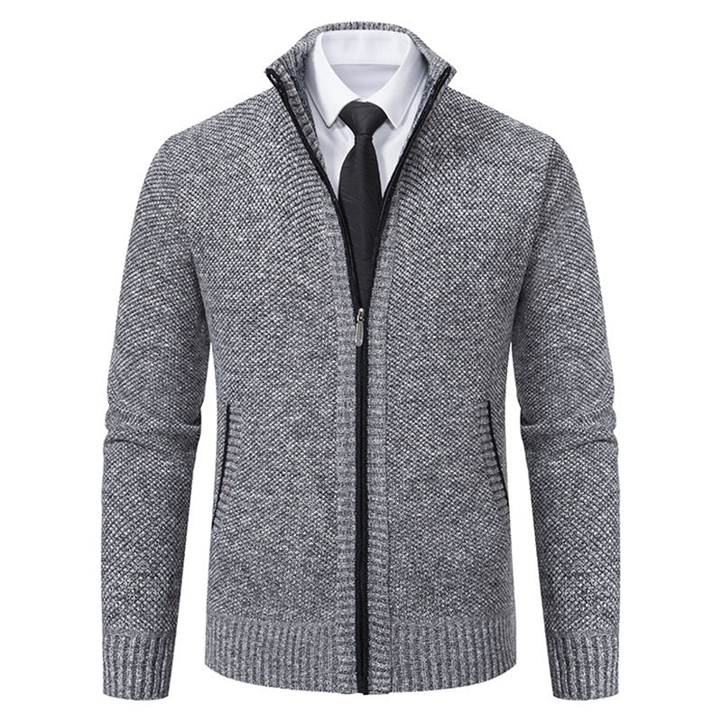 Malte | Herren Thermo Strickjacke mit Stehkragen
