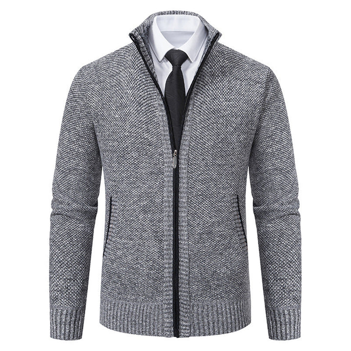Malte | Herren Thermo Strickjacke mit Stehkragen