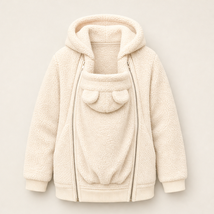 Mareike Damen Babytrage-Hoodie mit Kapuze und Reißverschluss-Einsatz in Beige