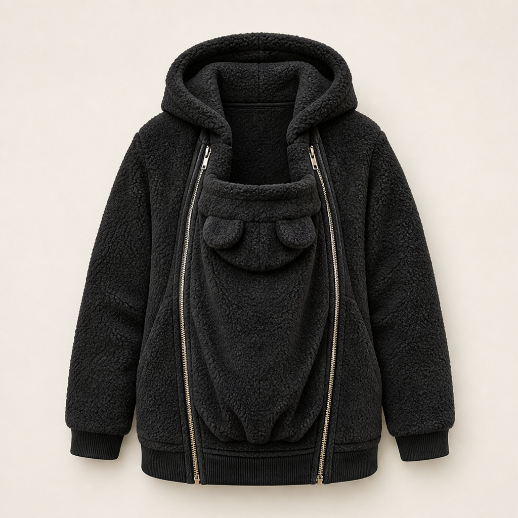 Mareike Damen Babytrage-Hoodie mit Kapuze und Reißverschluss-Einsatz in Schwarz