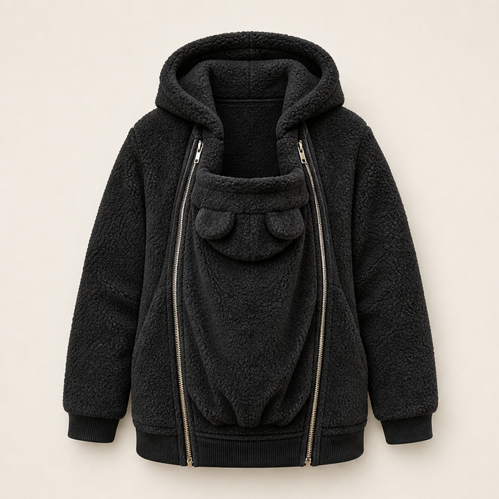 Mareike Damen Babytrage-Hoodie mit Kapuze und Reißverschluss-Einsatz in Schwarz
