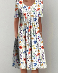 Marlene | Damen Blumen Kurzarm Midikleid