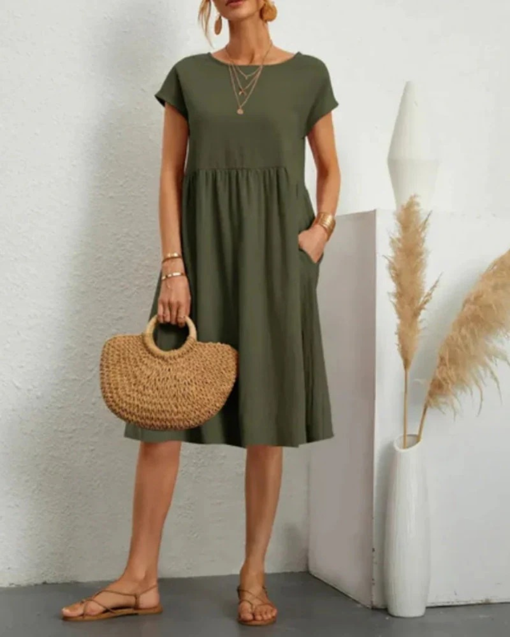 Marlene | Damen Elegantes Midi Sommerkleid